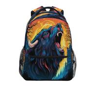 KAAVIYO Bison Animal En Colère Cartable Sac à Dos Ecole étudiant Scolaire d'ordinateur pour Voyage Ados Filles Garçons Enfant
