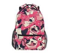 KAAVIYO Bouledogues FrançAis DrôLe Rose Cartable Sac à Dos Ecole étudiant Scolaire d'ordinateur pour Voyage Ados Filles Garçons Enfant