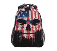 KAAVIYO Crâne Drapeau AméRicain Cartable Sac à Dos Ecole étudiant Scolaire d'ordinateur pour Voyage Ados Filles Garçons Enfant