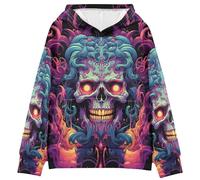 KAAVIYO Crâne Tiré Art Abstrait Sweat à Capuche Enfant Imprimé 3D pour Filles GarçOns(Tissu Sain)