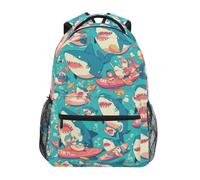 KAAVIYO Dessin Animé De Surf Requins Bleus Cartable Sac à Dos Ecole étudiant Scolaire d'ordinateur pour Voyage Ados Filles Garçons Enfant