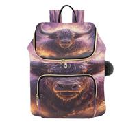 KAAVIYO Feu Pourpre Vache En ColèRe Sac à Dos Tendance pour étudiants,Sac à Bandoulière pour Livres,Sac de Voyage pour Jeunes