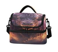 KAAVIYO Feu Pourpre Vache En ColèRe Sac à Lunch Isotherme Grande Capacité à Bandoulière pour Le Travail Garçons Filles Idéal Pour Pique Niques