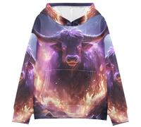KAAVIYO Feu Pourpre Vache en ColèRe Sweat à Capuche Enfant Imprimé 3D pour Filles GarçOns(Tissu Sain)