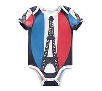 KAAVIYO France Culture Drapeau Tour Eiffel Body pour Bébé-Body Manches Courtes En Coton pour Enfant 3-24 Mois Été
