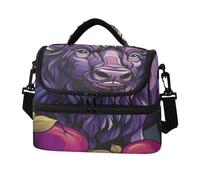 KAAVIYO Fruit De Vache Pourpre De Dessin Animé Sac à Lunch Isotherme Grande Capacité à Bandoulière pour Le Travail Garçons Filles Idéal Pour Pique Niques