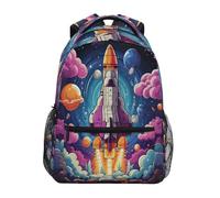 KAAVIYO L'Art Spatial A Tiré Des Fusées Cartable Sac à Dos Ecole étudiant Scolaire d'ordinateur pour Voyage Ados Filles Garçons Enfant