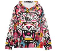 KAAVIYO Lion Abstrait Majestueux Rose Sweat à Capuche Enfant Imprimé 3D pour Filles GarçOns(Tissu Sain)