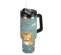 KAAVIYO Lions Mignons Coeurs Fleur Bouteille d'eau en Acier Inoxydable à Double Paroi pour Voiture,Iisolée Sous Vide Sans BPA,Poignée Amovible et Facile à Nettoyer