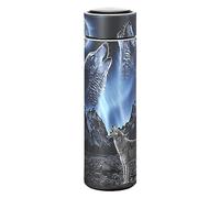 KAAVIYO Loups Lune Nuit Bouteille d'eau Isotherme Mug pour en Acier Inoxydable Isolé