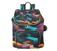 KAAVIYO ModèLe De Cubi Abstrait Moderne Sac à Dos Tendance pour étudiants,Sac à Bandoulière pour Livres,Sac de Voyage pour Jeunes