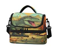 KAAVIYO Monde Des Dinosaures Dessin Animé Sac à Lunch Isotherme Grande Capacité à Bandoulière pour Le Travail Garçons Filles Idéal Pour Pique Niques