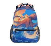 KAAVIYO Octopus Bleu Vagues De L'océAn Cartable Sac à Dos Ecole étudiant Scolaire d'ordinateur pour Voyage Ados Filles Garçons Enfant