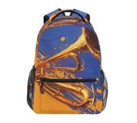 KAAVIYO Oeuvre Musicale De Trompette DoréE Cartable Sac à Dos Ecole étudiant Scolaire d'ordinateur pour Voyage Ados Filles Garçons Enfant