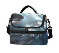 KAAVIYO RéSumé Rugissement Wolf Wihte Espace Sac à Lunch Isotherme Grande Capacité à Bandoulière pour Le Travail Garçons Filles Idéal Pour Pique Niques