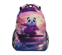 KAAVIYO Surf Abstrait Panda Violet Cartable Sac à Dos Ecole étudiant Scolaire d'ordinateur pour Voyage Ados Filles Garçons Enfant