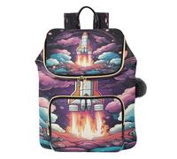 KAAVIYO Vaisseau Spatial Art De L'espace De Dessin Animé Sac à Dos Tendance pour étudiants,Sac à Bandoulière pour Livres,Sac de Voyage pour Jeunes