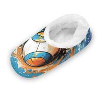 KAAVIYO Volley-Ball De Style Aquarelle Pantoufles Extérieures Chausson Peluche FourrureChaud Hiver Pantoufles Femme Homme Intérieures Slippers Antidérapant Chaussures