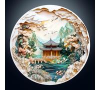 KAAYEE Casse-tête en bois pour adultes, peinture de paysage chinois, puzzle en bois de forme unique pour adulte, puzzle plat à effet visuel 3D, jeux d'anniversaire et de famille (taille XL : 43,9 x