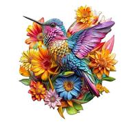 KAAYEE Colibris et Fleurs Puzzles en Bois, Wooden Puzzle Adulte, Puzzle Forme Animaux, avec Boîte-Cadeau en Bois