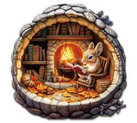 KAAYEE Lapin dans la Lumière des Livres Puzzles en Bois, Wooden Puzzle Adulte, Puzzle Forme Animaux, avec Boîte-Cadeau en Bois