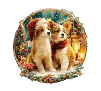 KAAYEE Puzzles en Bois, 200pcs Mélange de Chiots de Noël Wooden Puzzle Adulte, Puzzle Forme Animaux, avec Boîte-Cadeau en Bois