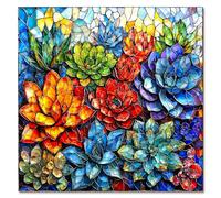 KAAYEE Puzzles en Bois, 223pcs Plantes Succulentes Wooden Puzzle Adulte, Puzzle Forme Animaux, avec Boîte-Cadeau en Bois(26.5 x 26.5 cm)
