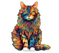 KAAYEE Puzzles en Bois Animaux, 190pcs Maine Chat Puzzle Forme Animaux, Wooden Puzzle avec Boîte-Cadeau en Bois (29.7 x 23.8 cm, M)