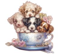 KAAYEE Puzzles en Bois, Chiots Wooden Puzzle, Puzzle Bois Animaux, Puzzle Bois Forme Animaux Hérisson Mandala, Animaux Bois avec Boîte-Cadeau en Bois