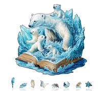 KAAYEE Puzzles en Bois, L'histoire des Ours Polaires Animaux, Wooden Puzzle Adulte, Puzzle Forme Animaux, avec Boîte-Cadeau en Bois
