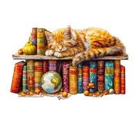 KAAYEE Puzzles en Bois, Puzzle Bois Animaux, Chat tigré de rêve Puzzle Bois Forme Animaux, Wooden Puzzle Animaux Bois avec Boîte-Cadeau en Bois