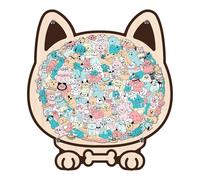 KaayeeWood Chien Puzzle en Bois,100 Pièces Macaron Coloré é Dog Puzzle Bois,Irrégulier Encadré par Une Silhouette de Chien Forme - Le, Décoration & Jeu Familial (B)