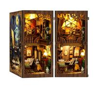 KaayeeWood DIY Book Nook Kit,Puzzle 3D Miniatures en Bois avec Éclairage LED, Booknook Miniature House pour Adultes et Adolescents, Cadeaux Uniques, Décoration D'étude(Le Monde dans Un Cadre)