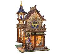 KaayeeWood DIY Book Nook Kit,Puzzle 3D Miniatures en Bois avec Éclairage LED, Booknook Miniature House pour Adultes et Adolescents, Cadeaux Uniques, Décoration D'étude(Société Magique)