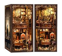 KaayeeWood DIY Book Nook Kit,Puzzle 3D Miniatures en Bois avec Éclairage LED, Booknook Miniature House pour Adultes et Adolescents, Cadeaux Uniques, Décoration D'étude(Le Mystère de La Boîte Noire)