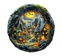 KaayeeWood Halloween Puzzle en Bois pour Adultes-290 Pièces Nuit d'halloween Puzzle en Bois,Un Cadeau Unique pour Les Amateurs de Puzzles, Décorations Festives