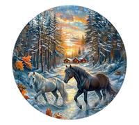 KaayeeWood Puzzle 1000 Pieces Adulte, Classique Circulaire Puzzles pour Adultes-Thème l'hiver de L'étalon- Puzzle Coloré Jeu de Famille, Idées Déco et Cadeaux(67.5 x 67.5 cm)