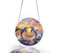 KaayeeWood Puzzle en Attrape-Soleil, Puzzle en Acrylique Coloré - Chanson d'amour des Dauphins Suncatcher pour Le Jardin ou Le Balcon, Décor pour Femmes, Hommes, épouses et Mères (S-7.4 * 7.4 in)