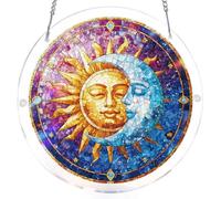 KaayeeWood Puzzle en Attrape-Soleil, Puzzle en Acrylique Coloré - Le Soleil et La Lune en Harmonie Suncatcher pour Le Jardin ou Le Balcon, Décor pour Femmes, Hommes, épouses et Mères (L-8.9 * 8.9 in)