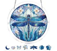 KaayeeWood Puzzle en Attrape-Soleil, Puzzle en Acrylique Coloré - Libellule au Clair de Lune Suncatcher pour Le Jardin ou Le Balcon, Décor pour Femmes, Hommes, épouses et Mères (S-7.4 * 7.4 in)