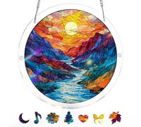 KaayeeWood Puzzle en Attrape-Soleil, Puzzle en Acrylique Coloré - Lune sur la Montagne Glacée Suncatcher pour Le Jardin ou Le Balcon, Décor pour Femmes, Hommes, épouses et Mères (M-8.2 * 8.2 in)