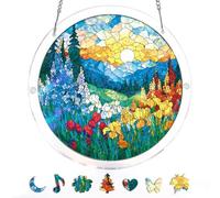 KaayeeWood Puzzle en Attrape-Soleil, Puzzle en Acrylique Coloré - Mer en Fleurs à l'aube Suncatcher pour Le Jardin ou Le Balcon, Décor pour Femmes, Hommes, épouses et Mères (L-8.9 * 8.9 in)