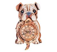 KaayeeWood Puzzle en Bois 3D Horloge Bulldog，Kit de Modèle Maquette Adulte en Bois a Construire Idées Cadeaux pour fêtes ou Anniversaires，Décoration pour la Maison