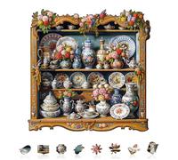 KaayeeWood Puzzle en Bois pour Adultes-100 Pièces Trésors en Porcelaine en Forme De Puzzle en Bois,Cadeaux D’Anniversaire pour Les Vacances,Décoration Intérieure
