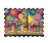 KaayeeWood Puzzle en Bois pour Adultes 14+ -262 Pièces La Ville des Feux d'artifice Unique en Forme De Puzzle en Bois,Cadeaux D’Anniversaire pour Les Vacances,Décoration Intérieure