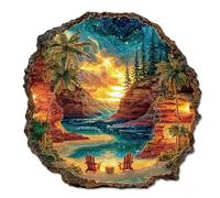 KaayeeWood Puzzle en Bois pour Adultes 14+ -371 Pièces Crique au Coucher du Soleil Unique en Forme De Puzzle en Bois,Cadeaux D’Anniversaire pour Les Vacances,Décoration Intérieure