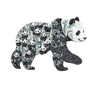 KaayeeWood Puzzle en Bois pour Adultes-140 Pièces Paradis du Panda Unique en Forme DePuzzle en Bois,Cadeaux D’Anniversaire pour Les Vacances,Décoration Intérieure