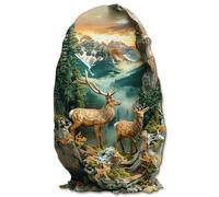 KaayeeWood Puzzle en Bois pour Adultes-146 Pièces Cerf dans la Forêt Unique en Forme De Puzzle en Bois,Cadeaux D’Anniversaire pour Les Vacances,Décoration Intérieure