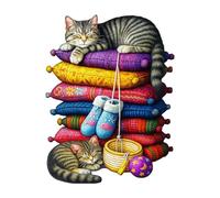 KaayeeWood Puzzle en Bois pour Adultes-150 Pièces Chaton Oreiller Unique en Forme De Puzzle en Bois,Cadeaux D’Anniversaire pour Les Vacances,Décoration Intérieure