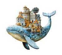 KaayeeWood Puzzle en Bois pour Adultes-150 Pièces La Ville des Baleines Unique en Forme De Puzzle en Bois,Cadeaux D’Anniversaire pour Les Vacances,Décoration Intérieure